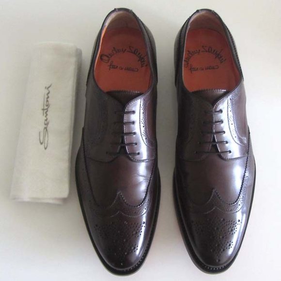 new SANTONI FAM antiqued wingtip shoes 7 F / 8 US main image 8